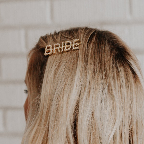 Bride Vibes Pearl Barrette, Bride Letter Hair Clip, Bride Hair Pin, Bride Gift, Bride Hair Accessories, Bachelorette Hair, Bride Hair Piece