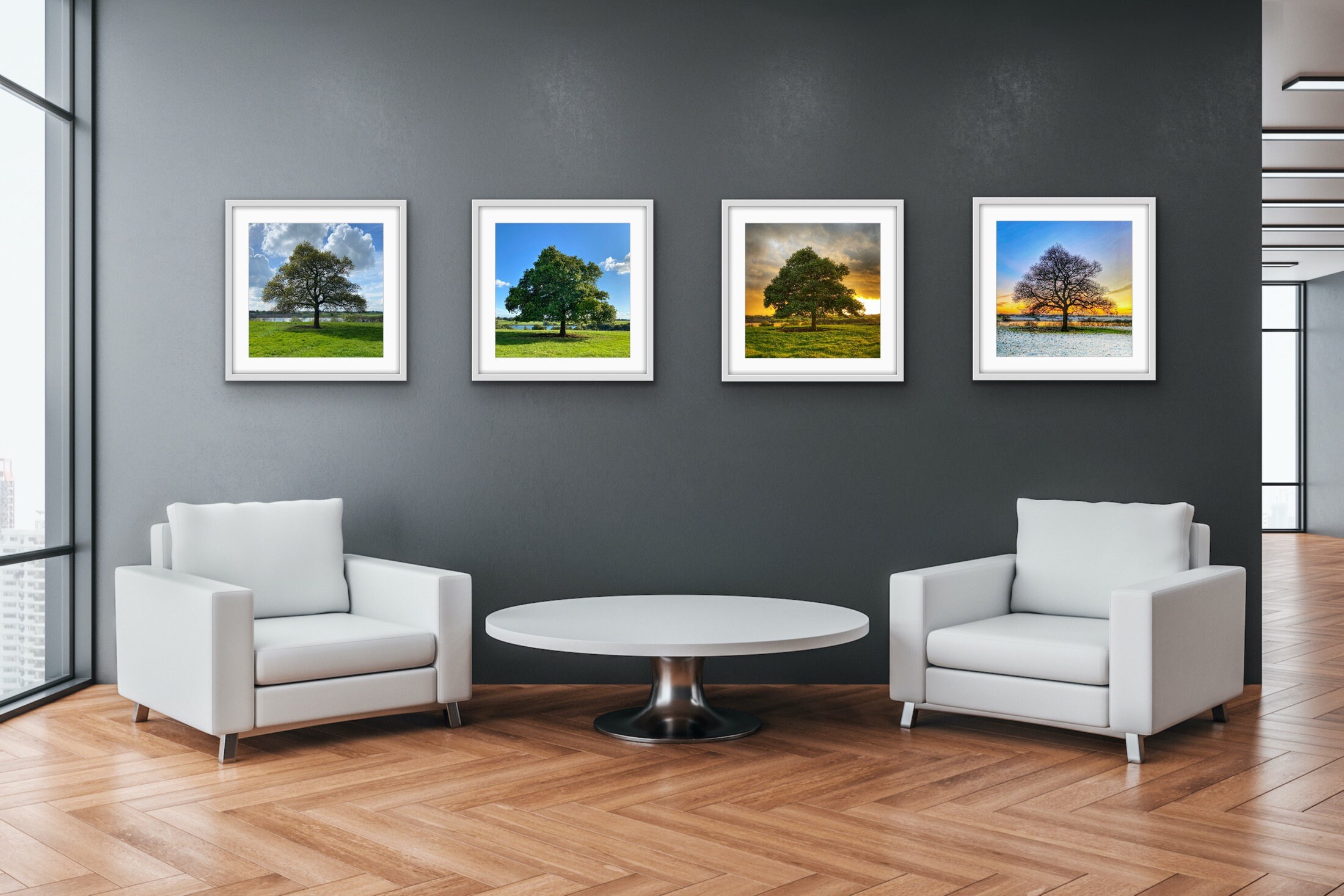 4 Seasons Tree Wall Art Set | Instant Download | Majestic Oak Tree in ...
