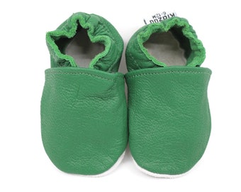 Soft Sole Baby and Toddler Emerald Green Leather Bootie Crib Shoe -Unisex-