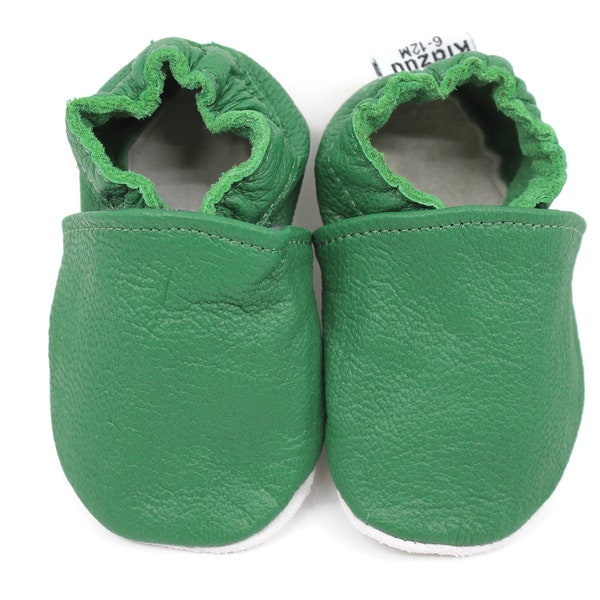 Soft Sole Baby and Toddler Emerald Green Leather Bootie Crib Shoe -Unisex-