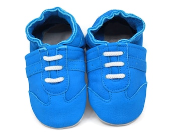 Soft Sole Baby and Toddler Royal Blue Leather Sneaker Crib Shoe -Boys-