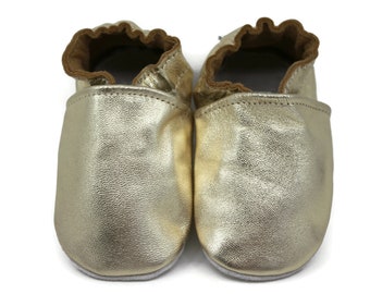 Soft Sole Baby and Toddler Metallic Gold Leather Bootie Crib Shoe -Girls-