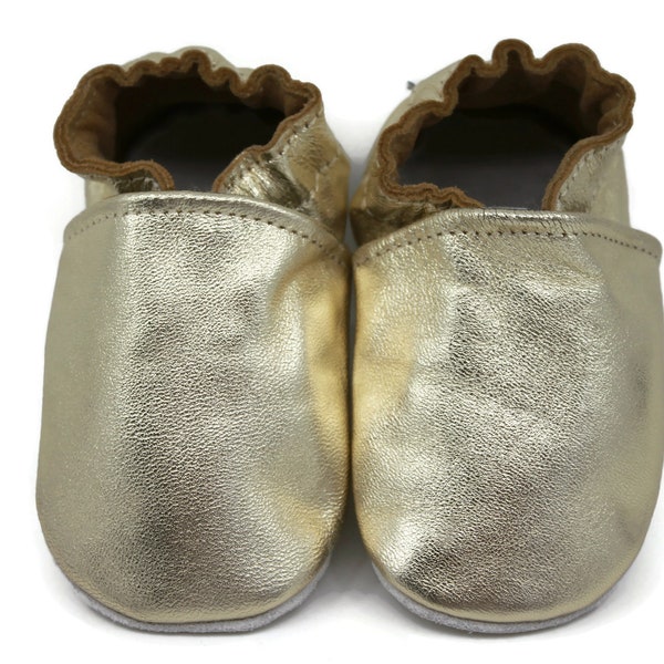 Soft Sole Baby and Toddler Metallic Gold Leather Bootie Crib Shoe -Girls-