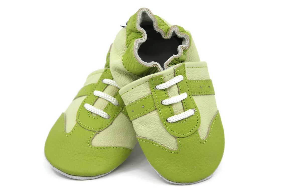 Soft Sole Baby and Toddler Green Leather Sneaker Crib Shoe Etsy