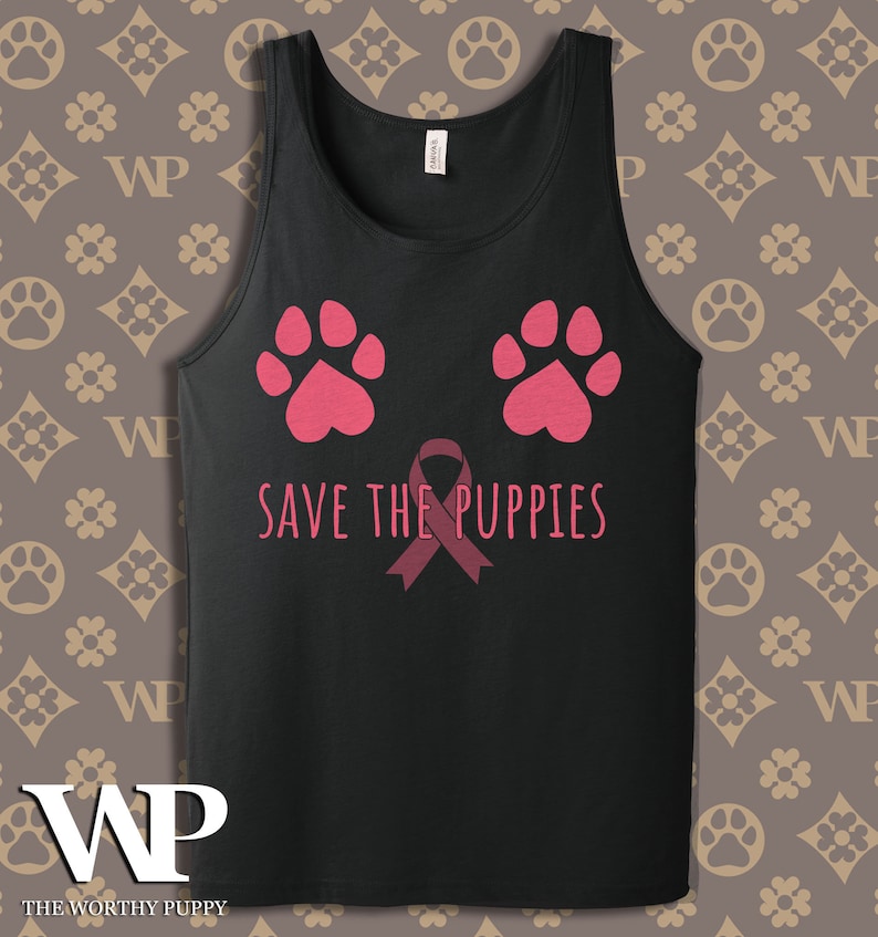 Save The Puppies Breast Cancer Awareness Mens Tank Top