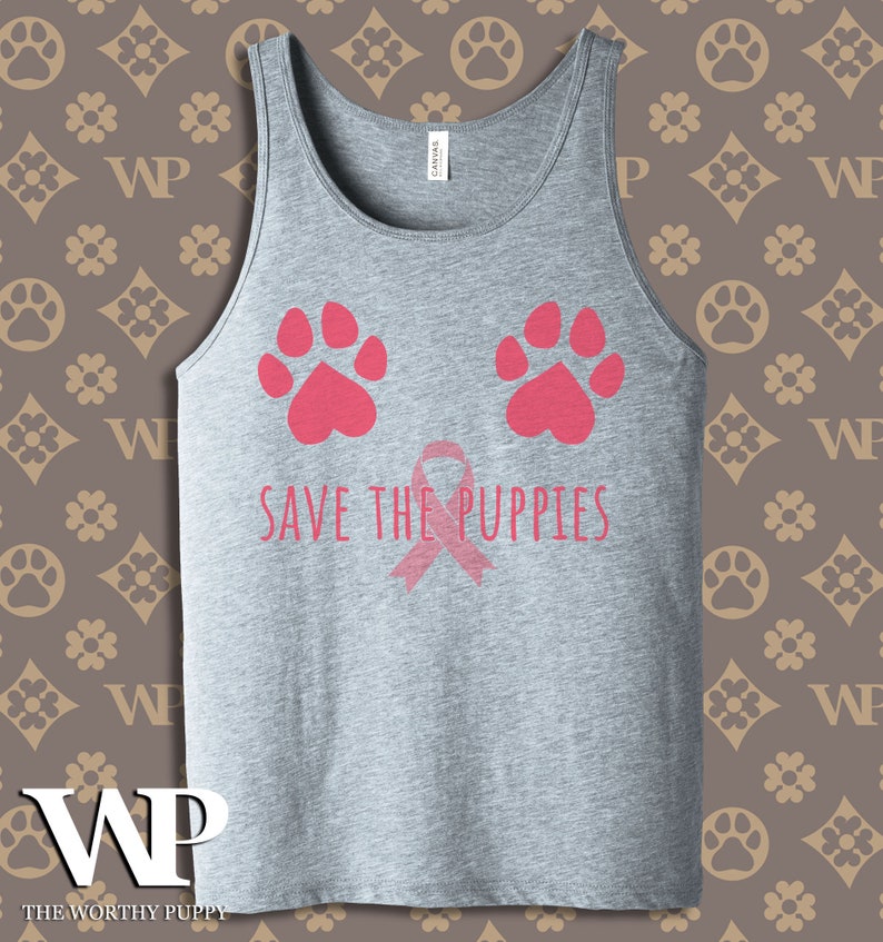 Save The Puppies Breast Cancer Awareness Mens Tank Top