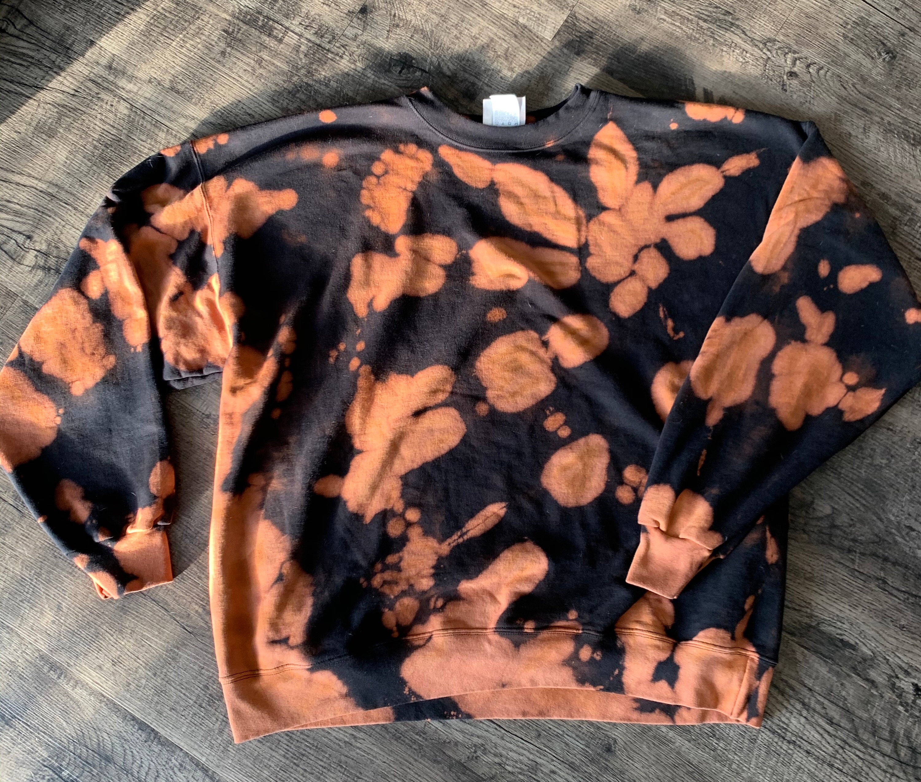 Bleach dye sweatshirt with ribcage Etsy