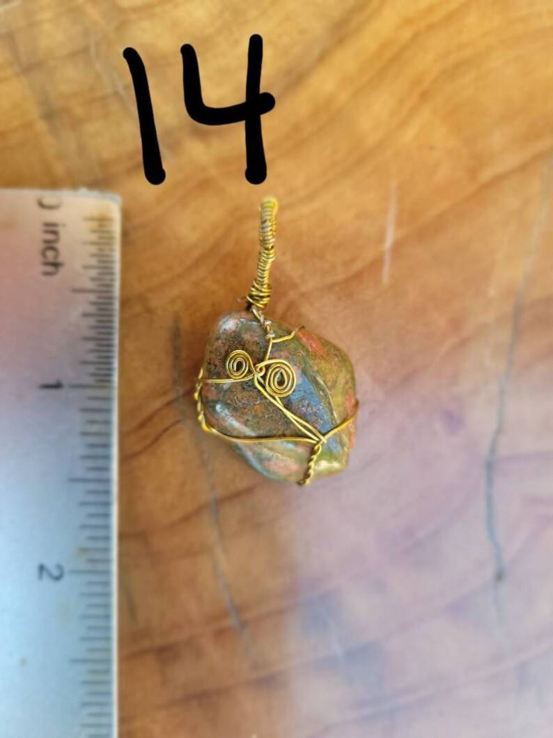 Hand Wrapped Crystal Pendants MalachiteSodalitePeach Agate Unakite