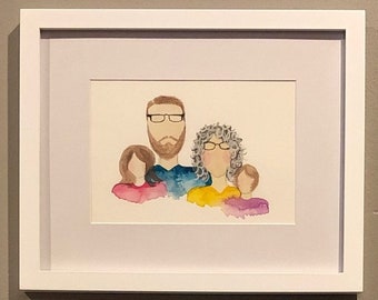 Custom faceless watercolor family portraits