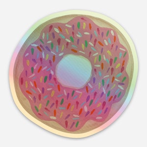 Holographic Donut Sticker/ Laptop Sticker/ Water bottle Sticker
