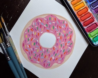 Donut Forget Me original watercolor painting