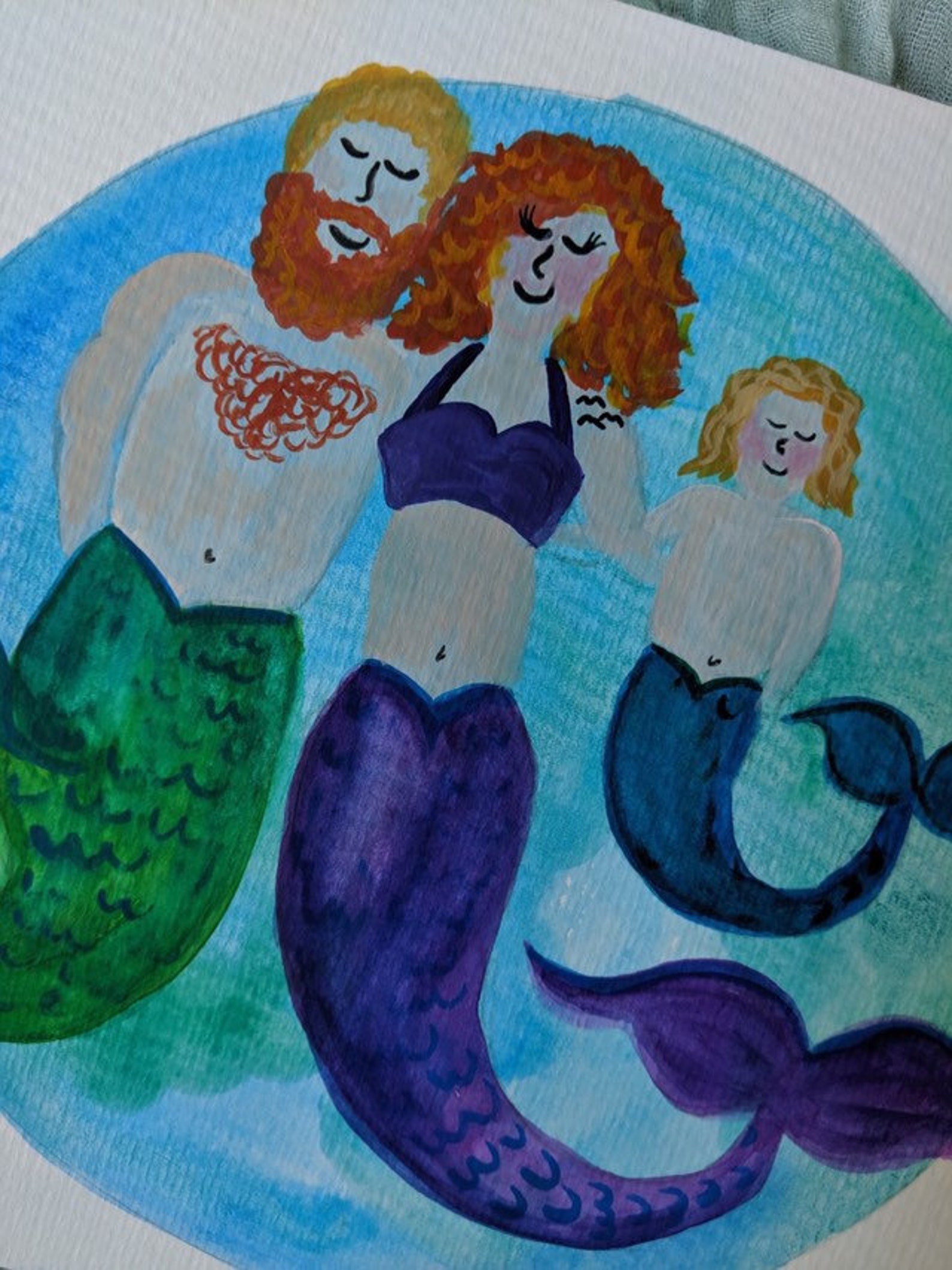 watercolor art merfolk