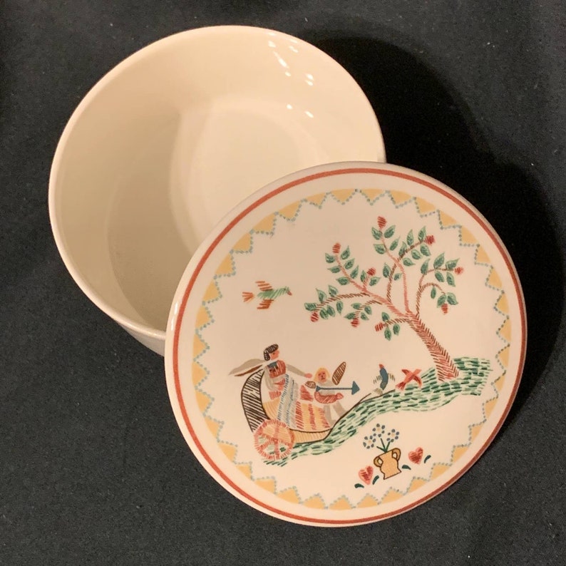 Vintage Villeroy /& Bock American Sampler Trinket Box 1981