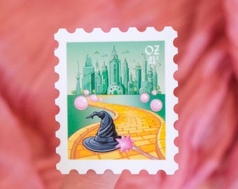 Sticker gele baksteenstempel | Waterbestendig glanzend of holografisch | Wicked For Good, Elphaba, Glinda, Witch | Broadway, Oz | Second Star Co