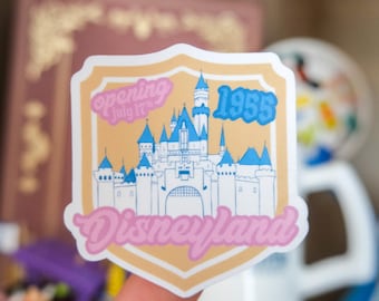 Vintage Disneyland Schloss Aufkleber | Wasserfest, glänzend oder holographisch