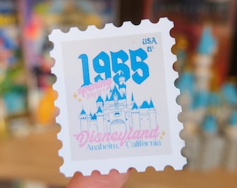 Disneyland 1955 Stamp Sticker | Disneyland Opening Day | Water Resistant Shiny or Holographic Sticker | Second Star Co.