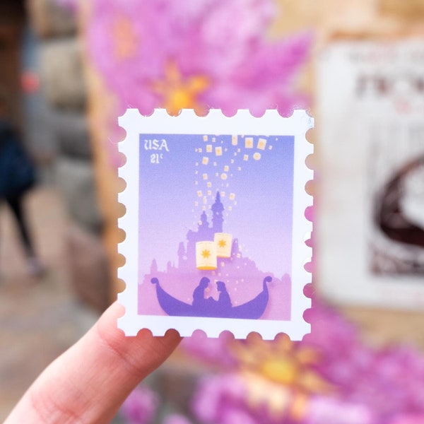 Lost Princess Stamp Sticker | Tangled, Floating Lantern, Rapunzel Water Resistant Shiny or Holographic Sticker | Second Star Co.