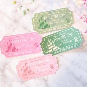 Emerald City Express Ticket Water Resistant Shiny or Holographic Stickers | Wicked For Good, Elphaba, Glinda | Broadway, Oz | Second Star Co