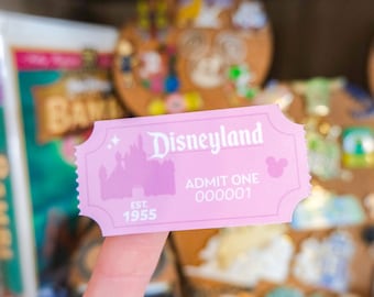 Disneyland Park Ticket Stickers | California Adventure, Admit One Ticket | Water Resistant Shiny or Holographic Sticker | Second Star Co.