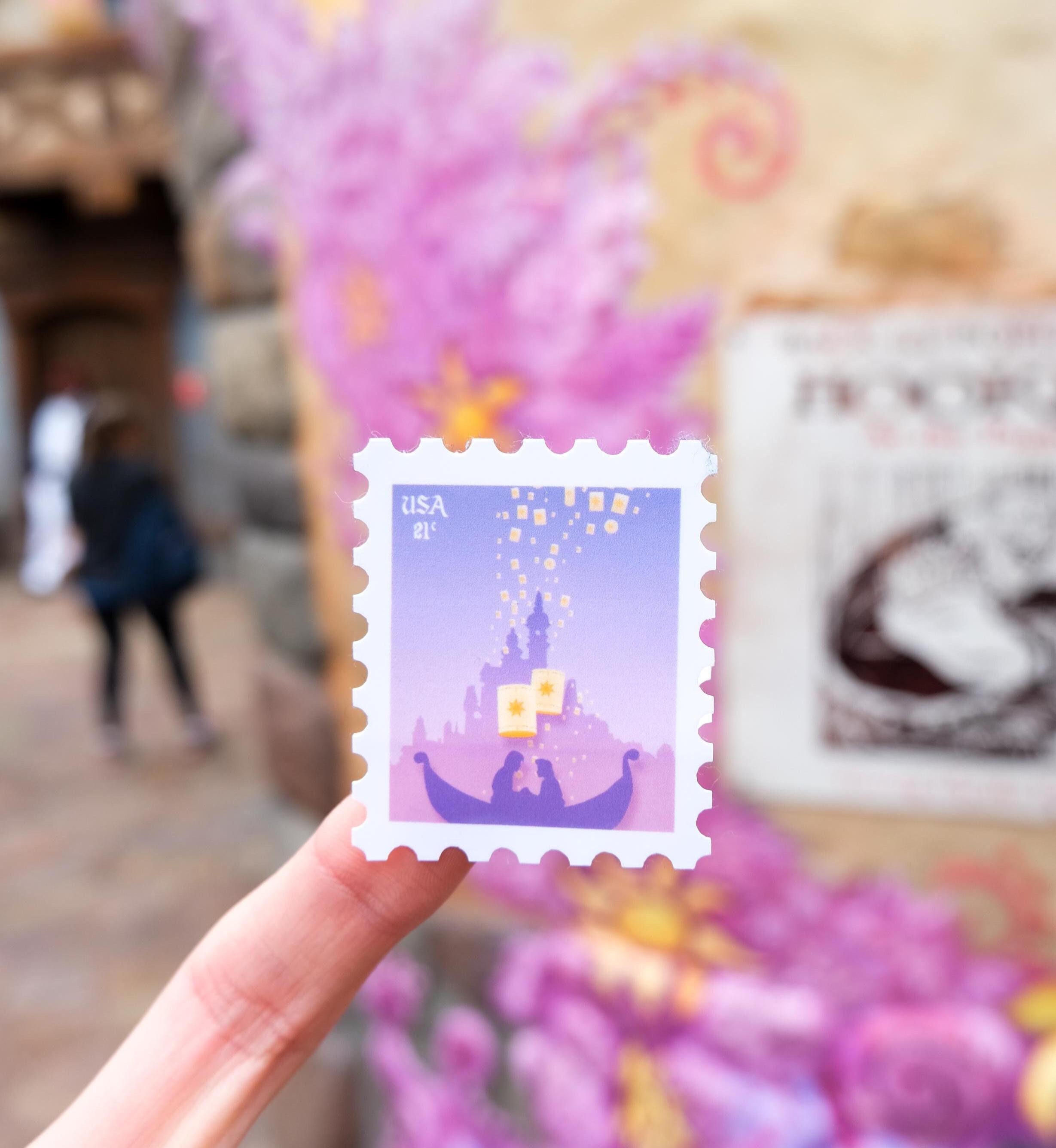 Lost Princess Stamp Sticker | Tangled, Floating Lantern, Rapunzel Water Resistant Shiny or Holographic Sticker | Riley Rudd Co.