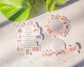 Epcot, World Showcase Stickers | Epcot Inspired Water Resistant Shiny or Holographic Stickers | Riley Rudd Co.