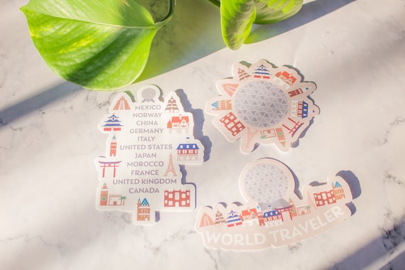 Epcot, World Showcase Stickers | Epcot Inspired Water Resistant Shiny or Holographic Stickers | Second Star Co.