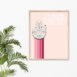 Pink Star Wars Millennium Falcon print, Digital File | Second Star Co.