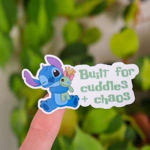 Built for Cuddles + Chaos Stitch Summer Sticker | Lilo + Stitch, Ohana, Water Resistant Shiny or Holographic Sticker | Riley Rudd Co.