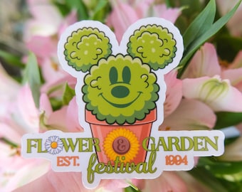 Epcot bloem- en tuinfestivalsticker | Mickey vormsnoei, waterbestendig