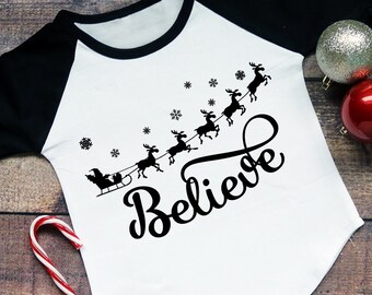 Believe Santa sleigh and Reindeer SVG | DIGITAL DOWNLOAD design for Christmas | personal and commercial use