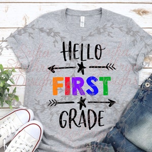 Hello First Grade SVG | Back to School Design | Personal or Commercial Use | DIGITAL DOWNLOAD only | school teacher first day of school