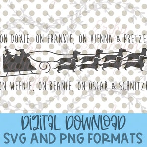 Dackel ziehen Santa Schlitten ClipArt SVG | DIGITALER DOWNLOAD | Deutsch wiener Hund Weihnachten Design | persönliche und gewerbliche Nutzung