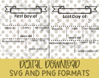 First & Last Day of School Dot Lines Chalkboard SVG bundle | personal or commercial use | Non American spelling available