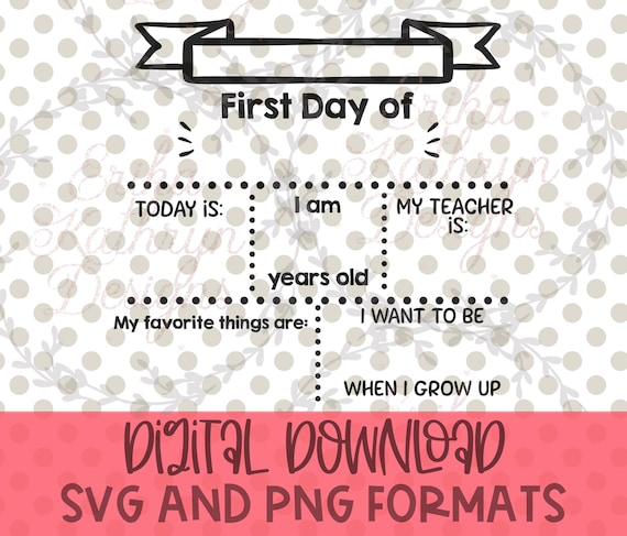 First Day of School Chalkboard SVG Design for Back to School - Etsy UK