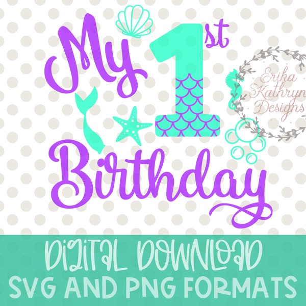 My 1st Birthday Mermaid Theme SVG