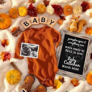 Fall pumpkin patch pregnancy announcement | Halloween pumpkin patch | DIGITAL fall funny Pregnancy Reveal | Social Media personalized