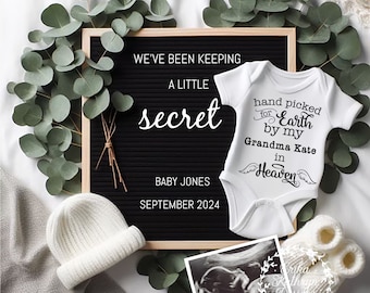 Handpicked for Earth Pregnancy announcement | Pregnancy Reveal | Social Media | personalized | guardian angel rainbow baby loved ones memory