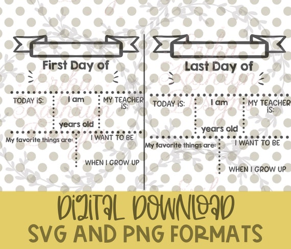 First & Last Day of School Dot Lines Chalkboard SVG bundle | personal or commercial use | Non American spelling available