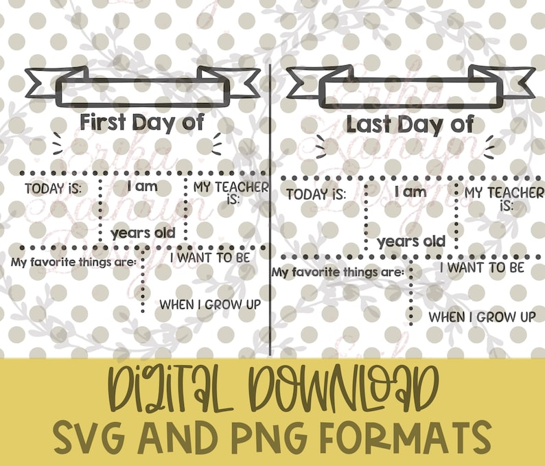 First & Last Day of School Dot Lines Chalkboard SVG bundle | personal or commercial use | Non American spelling available image 1