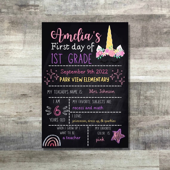 First Day of School Printable Chalkboard Personalized and - Etsy