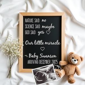 Miracle Schwangerschaftsmitteilung | NEUTRAL Minimalistische Digitale Schwangerschaft zeigen | Soziale Medien | personalisiert | IVF Unfruchtbarkeitsgott