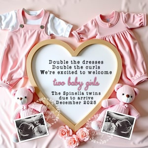 Twin girl pregnancy announcement | DIGITAL twin Pregnancy | Social Media | personalized | pregnancy announcement twin girls princesses