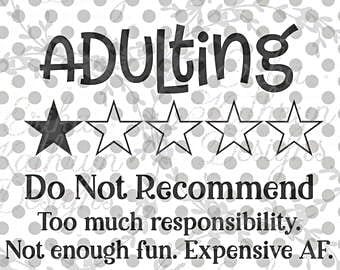 Adulting 1 star SVG | Personal and Commercial Use | Funny design for shirt, bag, mugs, and more