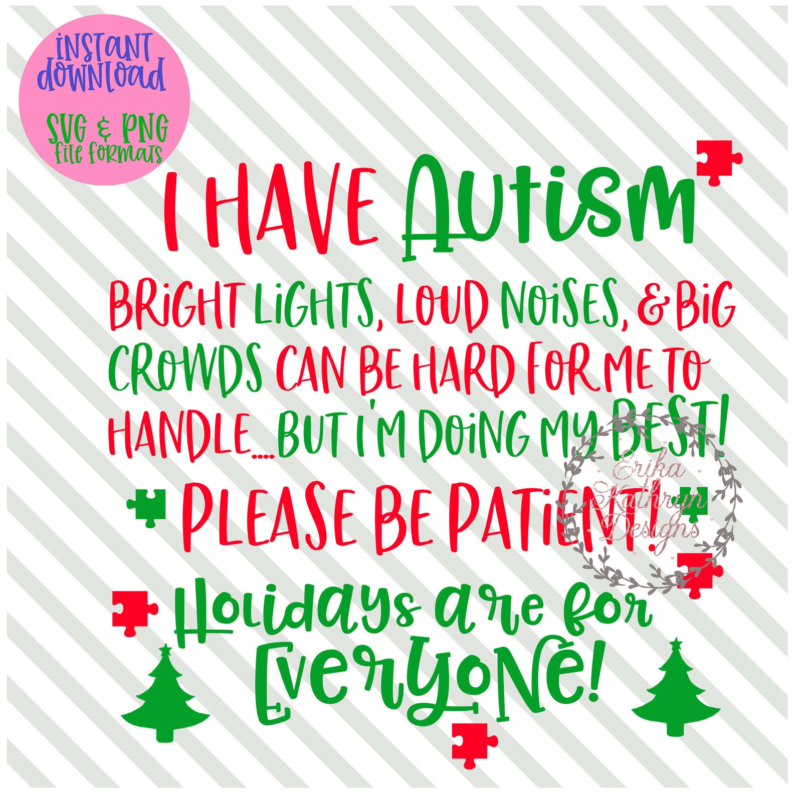 Autism Christmas SVG Holiday Special Needs Etsy