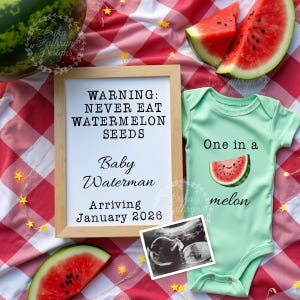 Don't eat watermelon seeds | One in a melon | DIGITAL summer funny Pregnancy Reveal | Social Media personalized pregnancy announcement