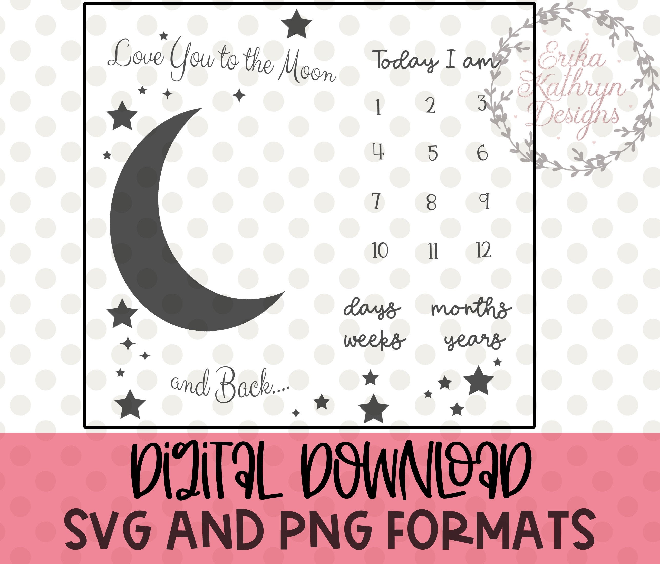 Milestone Blanket SVG Large File Love You to the Moon and Etsy Canada