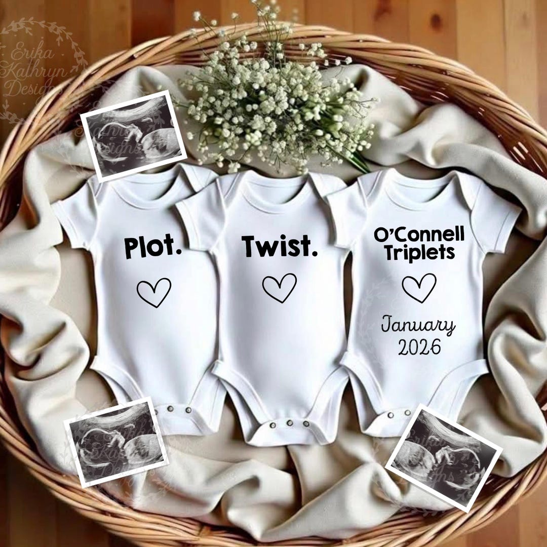Triplet Pregnancy Announcement DIGITAL Minimalistic Ultrasound