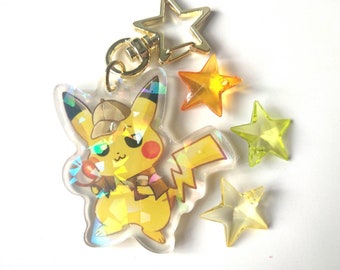 Detective Pikachu Holographic Acrylic Charm