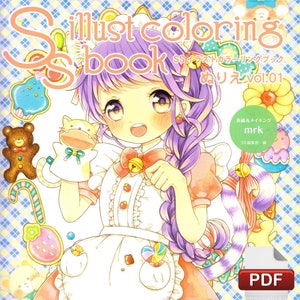 Colouring book for adults |Japan Ssillust coloring book|CG Anime girl Coloring Pages Printable PDF Download