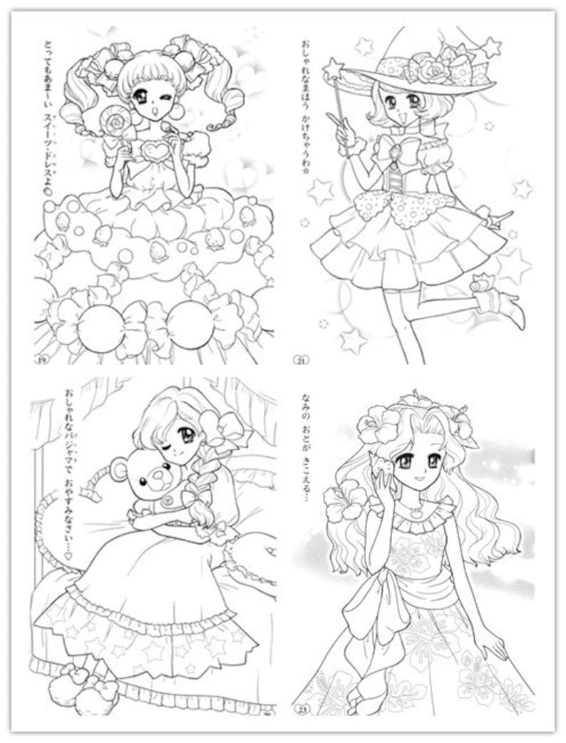 Download Coloring book for adults Japanese wedding dressStar eyes ...